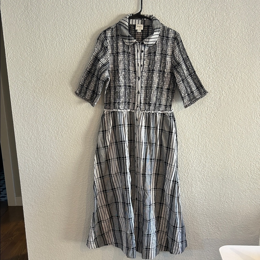 Maeve Black and White Plaid Dress